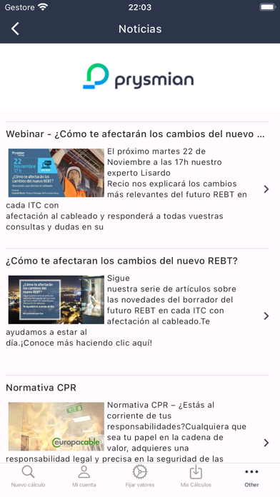 CableApp cálculo sección cable