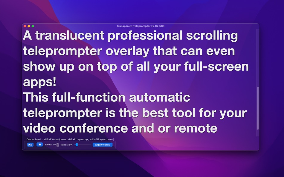 #2. Transparent Teleprompter (macOS) 由: Jiulong Zhao