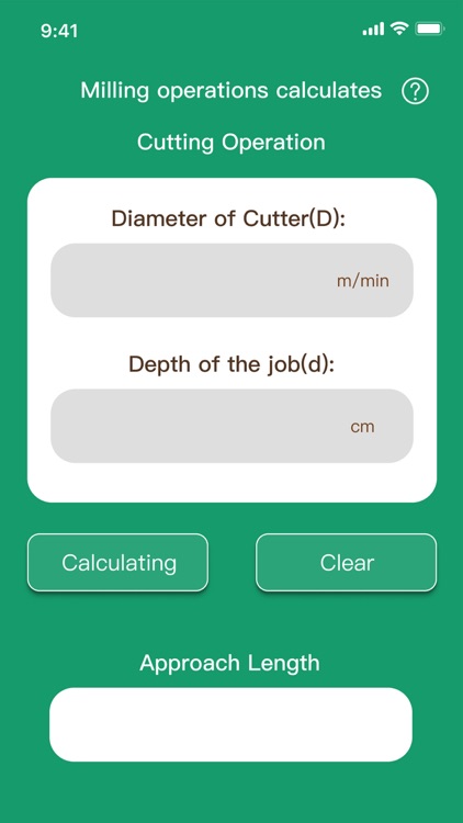 Milling operation calculation