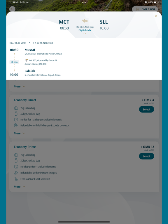 Oman Air iPad screenshot 8 - Travel app