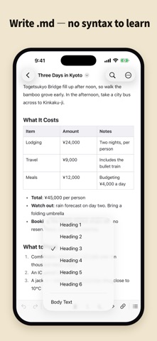 emdee - .md Editor, No Syntax app screenshot