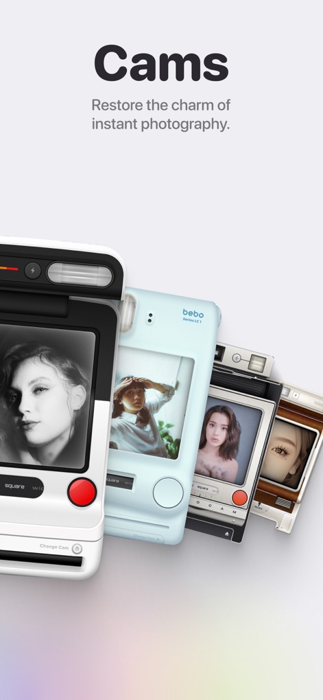 Bebo Cam:Retro Instant Camera - Nutzer können hier eine Vielzahl von Retro-Kamera-Designs erkunden, die alle den nostalgischen Charme der Sofortbildfotografie wieder aufleben lassen und einzigartige Filtereffekte für jede Kamera bieten.