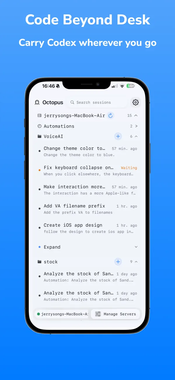 #1. Octopus : Codex Code App (iOS) Ved: VelocAI LTD