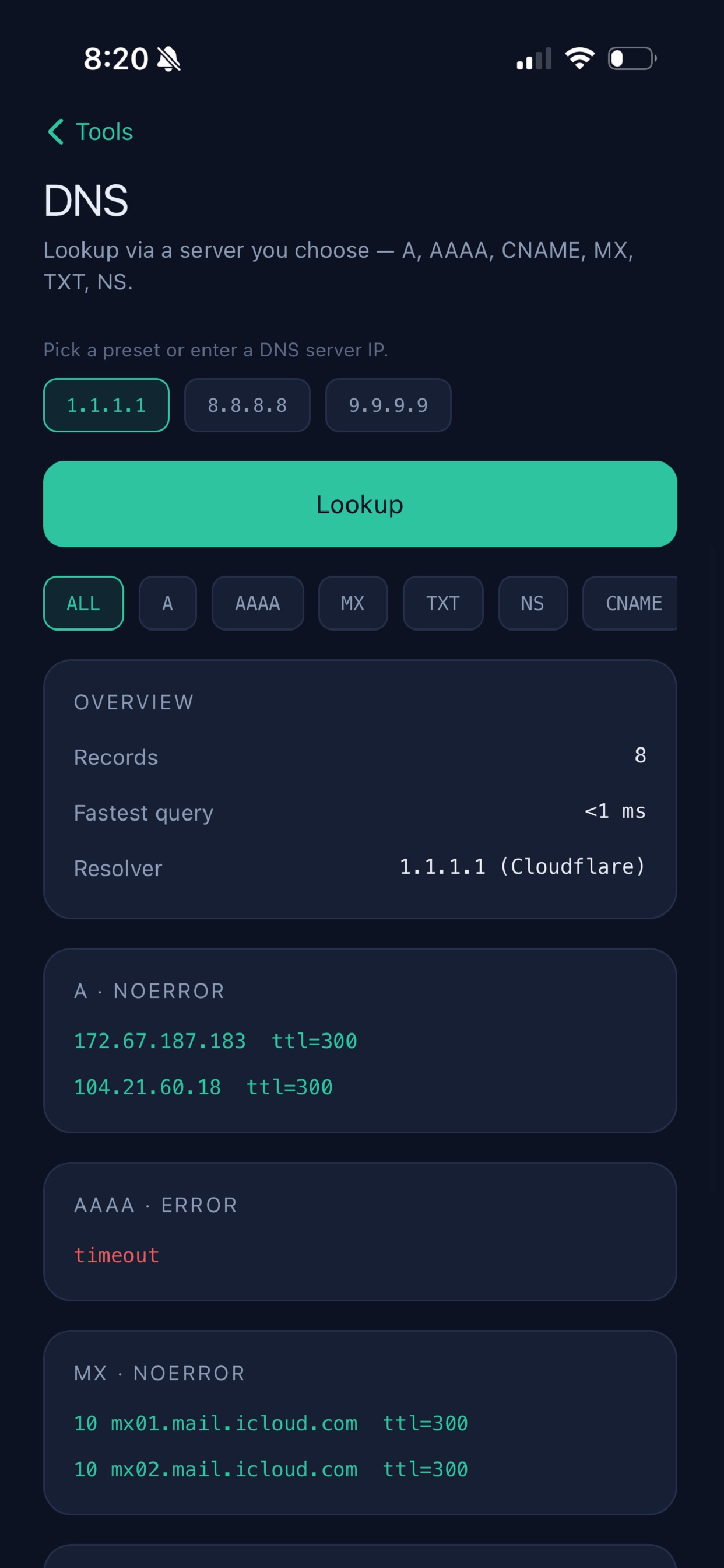 Screenshot 6 of SimpleNet Tools
