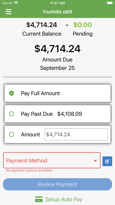 Foothills eBill Screenshot