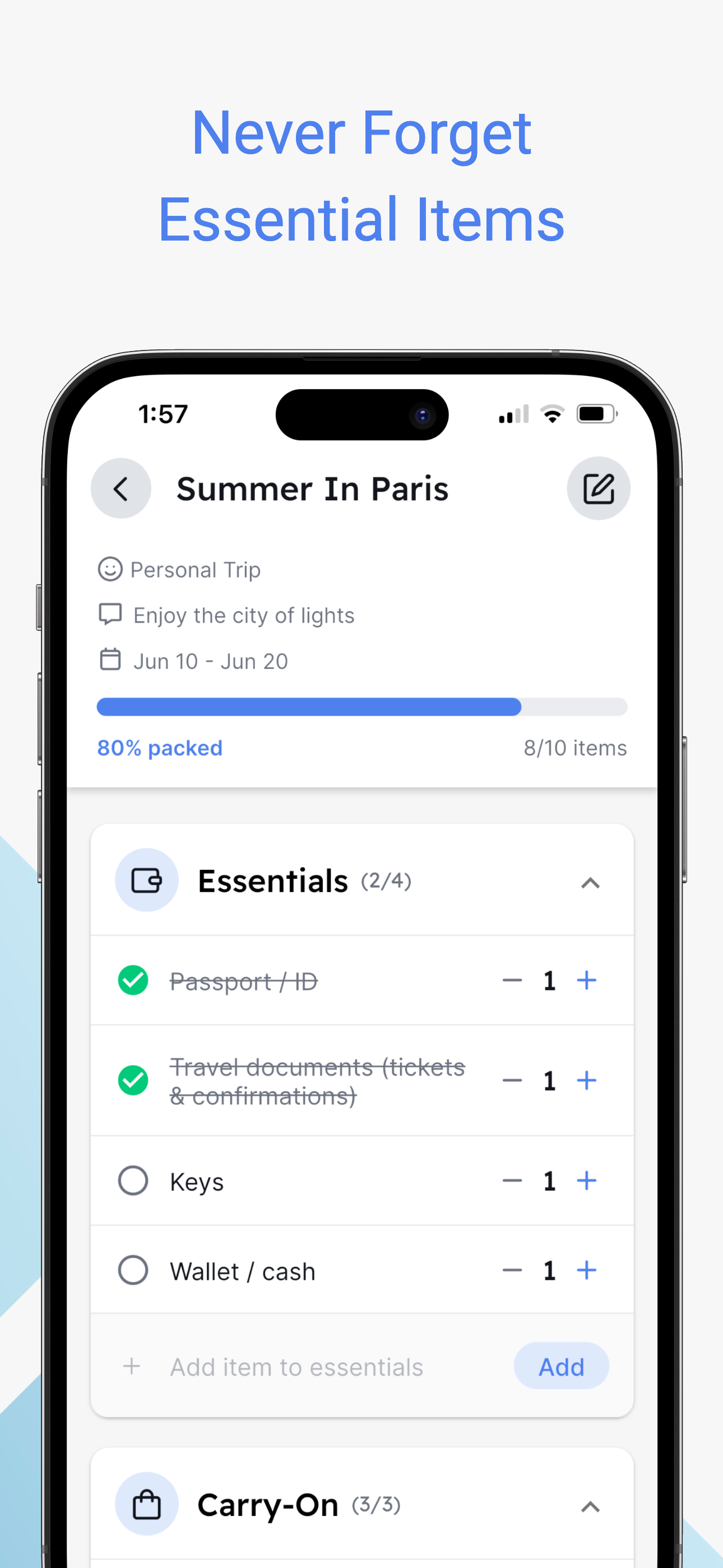 Packing List: Travel Checklist screenshot 1