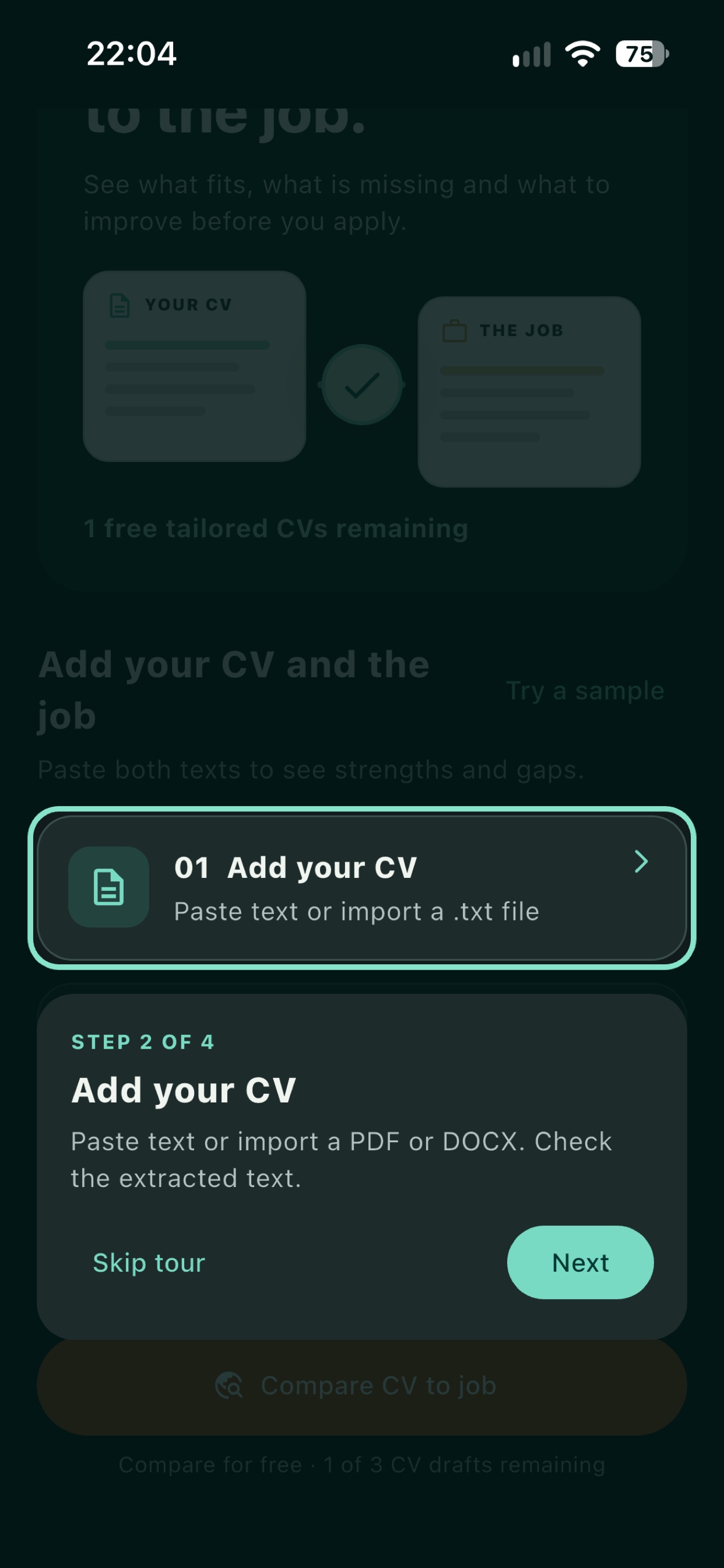 Screenshot 4 of optinCV: CV-to-Job Match