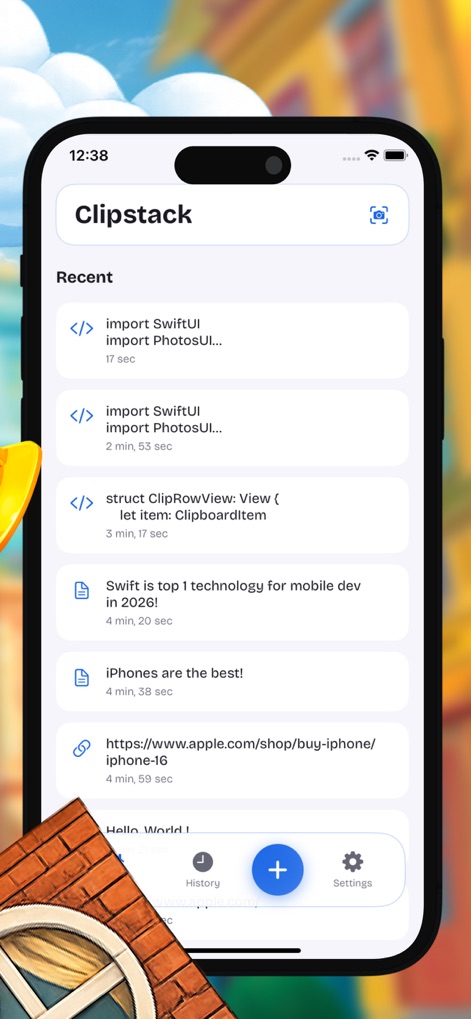 Tower - Clipstack Manager - Witness the convenient keyboard extension for instant access to clips, secured by optional Face ID or Touch ID for enhanced privacy protection.