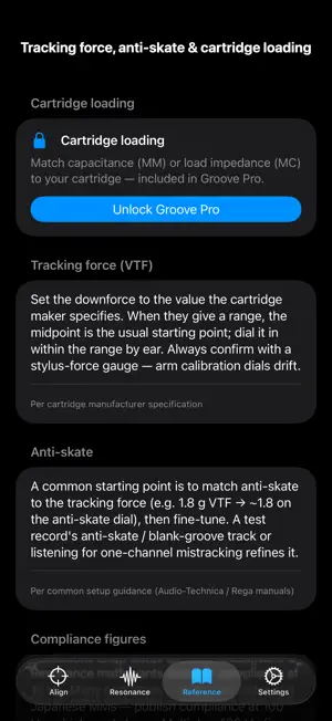 Groove: Turntable Setup Calc screenshot 3