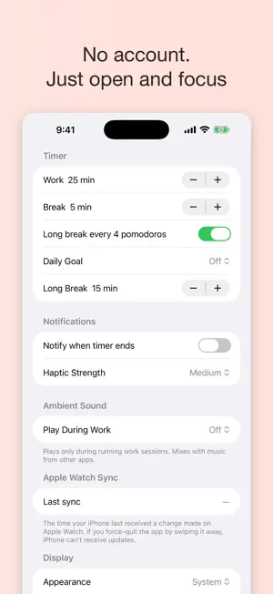 Simple Pomodoro Timer + Watch screenshot 4