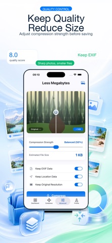 Less Megabytes:Compress Photos iPhone screenshot