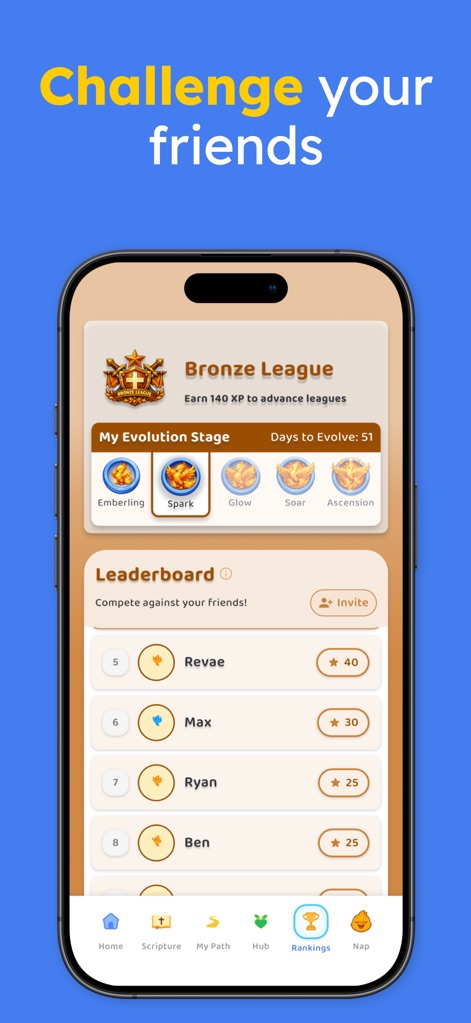 Ascend: Bible Game - Cet outil encourage l'engagement des utilisateurs via des classements compétitifs et des ligues de progression, favorisant ainsi une croissance spirituelle collective.