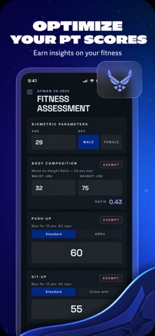 USAF Fitness Analytics Screenshot 1 of 4