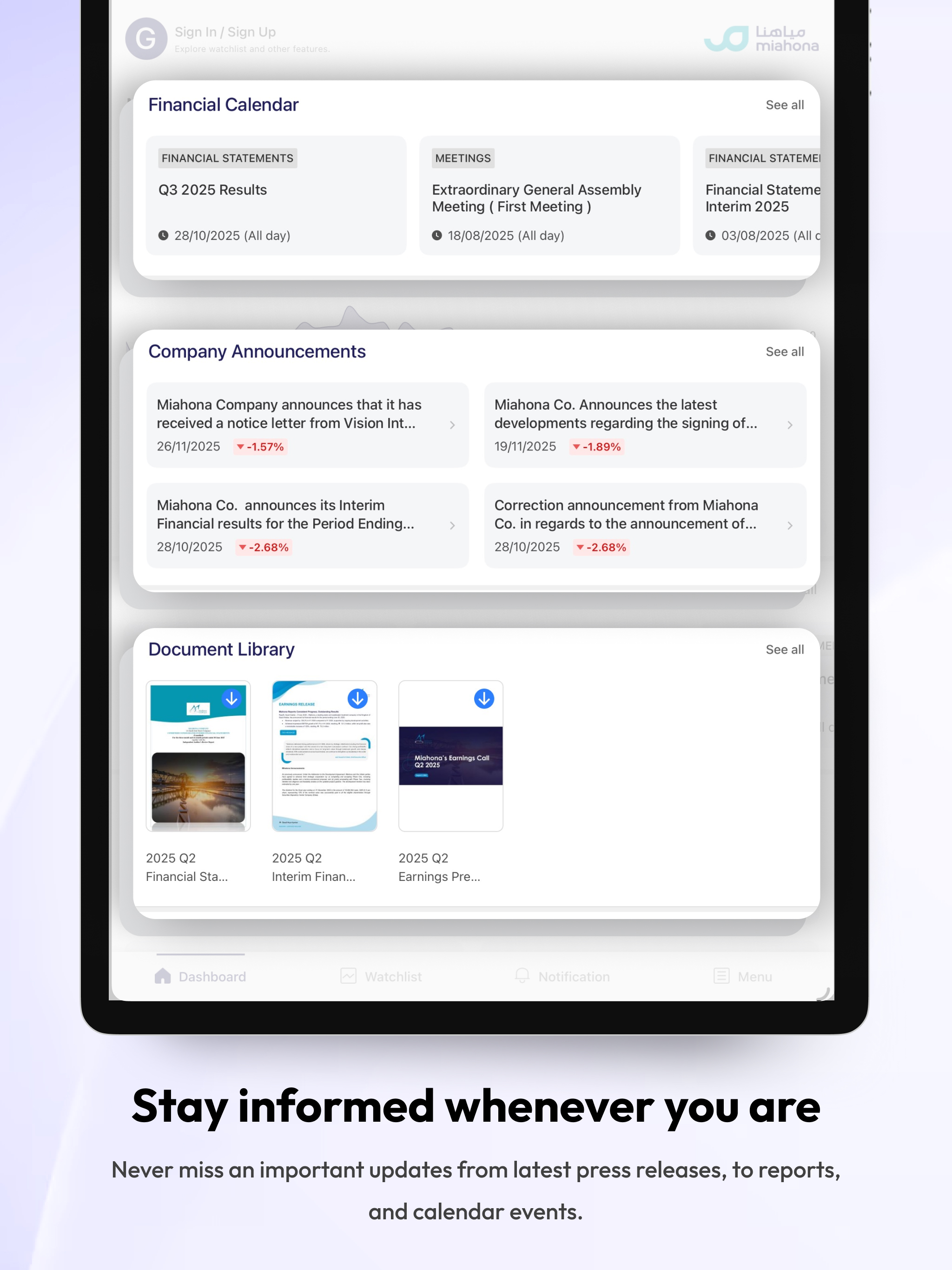 Miahona Investor Relations screenshot 10