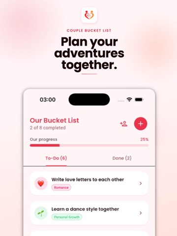 Couple Bucket List + iPad screenshot