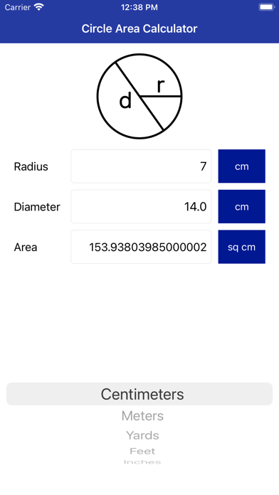 Circle Area Calculator Pro Screenshot