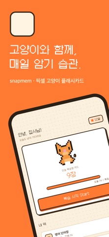 SnapMem — 픽셀 고양이 암기카드 iPhone screenshot