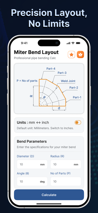 Miter Bend Layout Calc Screenshot 2 of 4