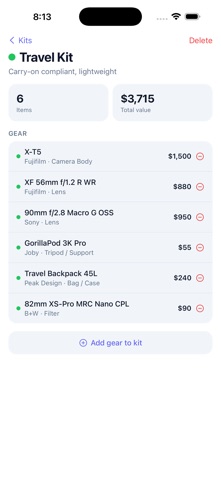 LensLog: Gear Tracker screenshot