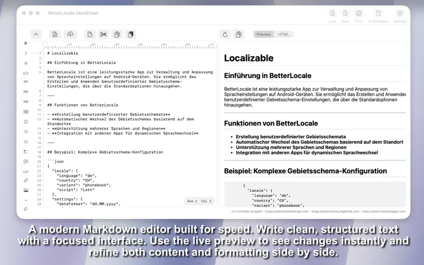Captura de pantalla de BetterLocale MarkDown en iPhone 1