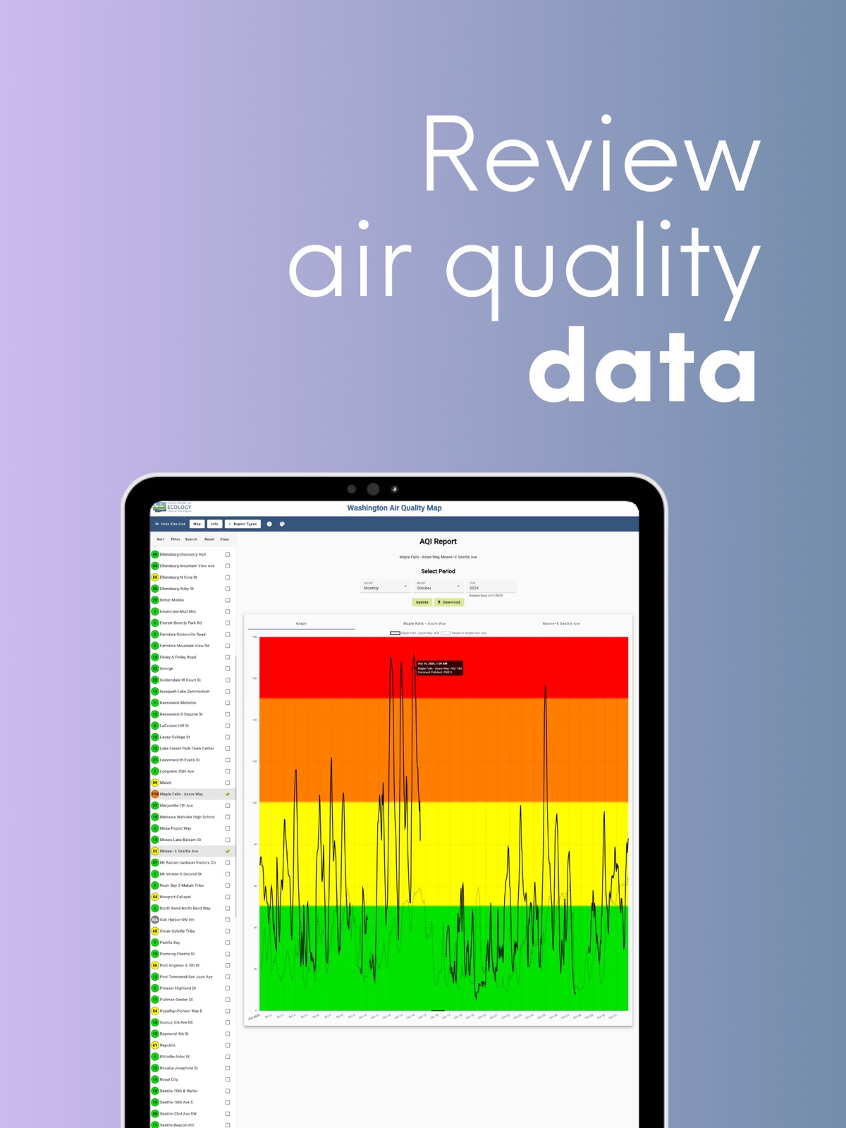 Air Quality Washington ipad screenshot 3