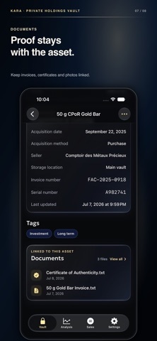 Physical Gold Inventory – Kara iPhone screenshot