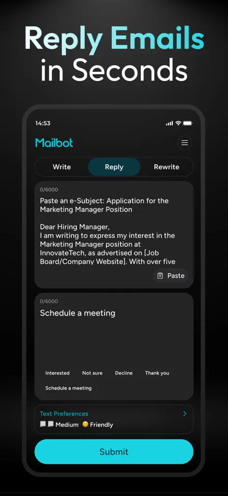 Mailbot - AI Email Writer - Productivity App | MWM