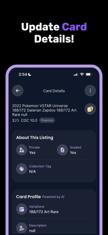 Card Vision: Sports Cards+TCG iPhone screenshot
