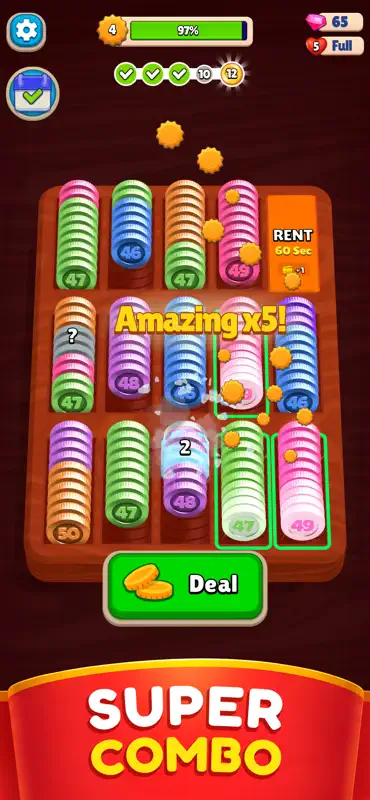 Pocket Sort: Coin Merge Puzzle screenshot 4 of 6