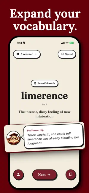Professor Pip - Daily Vocab iPhone screenshot 2