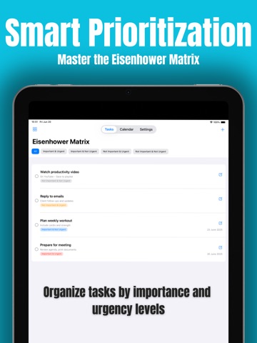 Eisenhower Todo App iPad screenshot