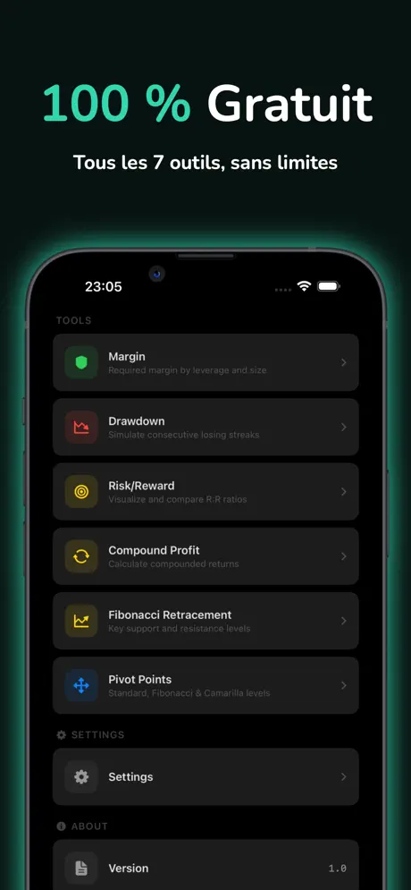 TradeCalc - Taille de Position — capture d'écran iPhone 2