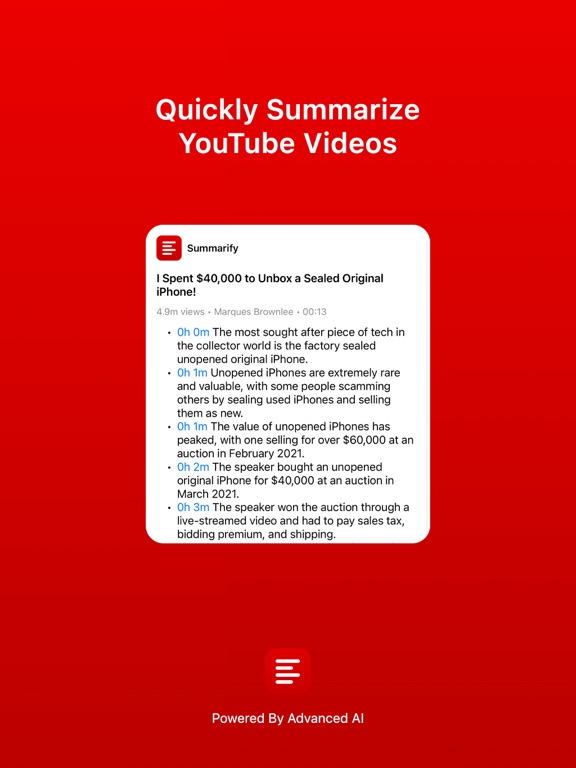 Summarify: AI For YouTube iPad screenshot 9 - Productivity app