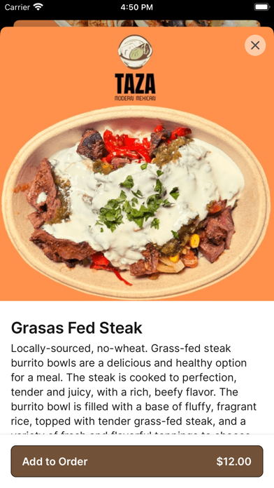 Taza Mexican Grill iPhone screenshot 4 - Food & Drink app