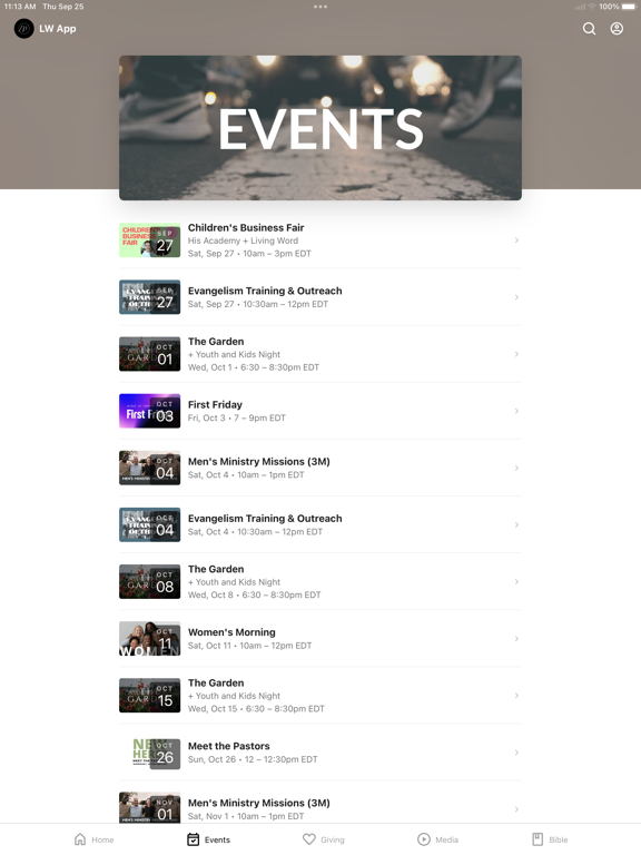 Living Word Church App iPad screenshot 2 - Lifestyle app