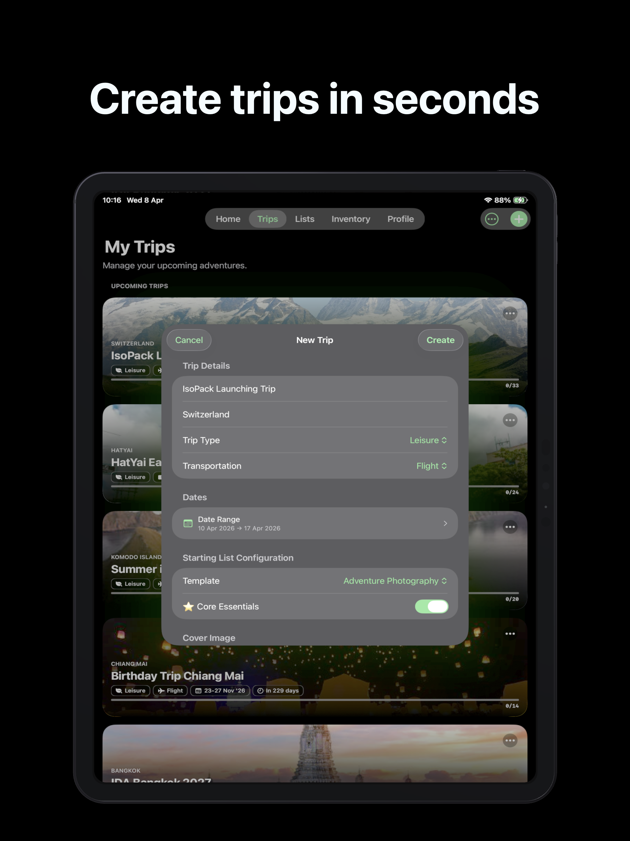 IsoPack: Smart Packing List