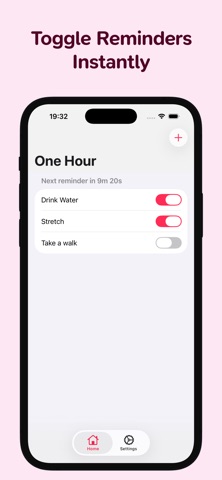 One Hour: Hourly Reminders app screenshot