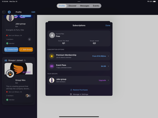 Group Wingmen app screenshot