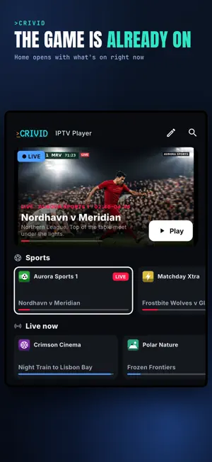 Crivid IPTV Player: M3U Xtream screenshot 1