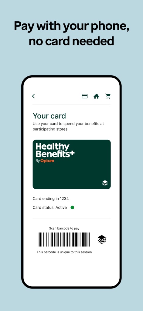 Healthy Benefits Plus - Experience effortless checkout using the digital Healthy Benefits+ card and a unique session barcode for secure in-store transactions.