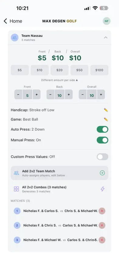 Max Degen | Golf Bets Tracker screenshot 5