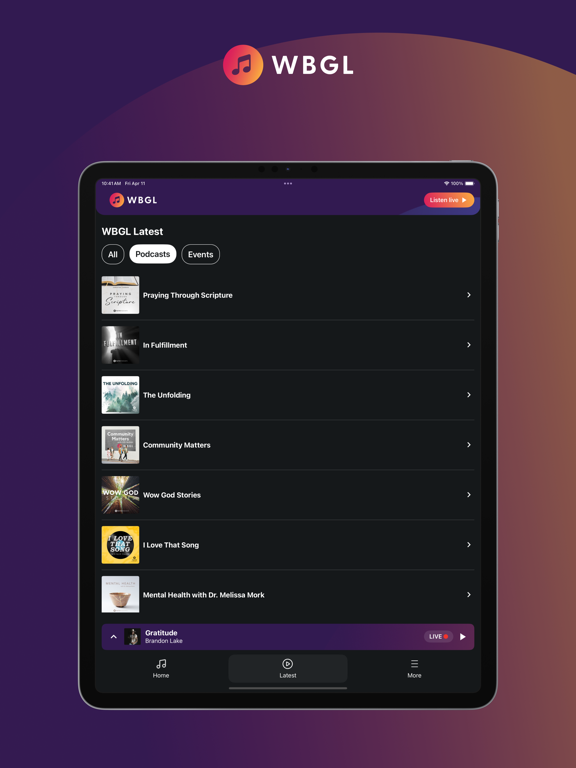 WBGL iPad screenshot 4 - Music app