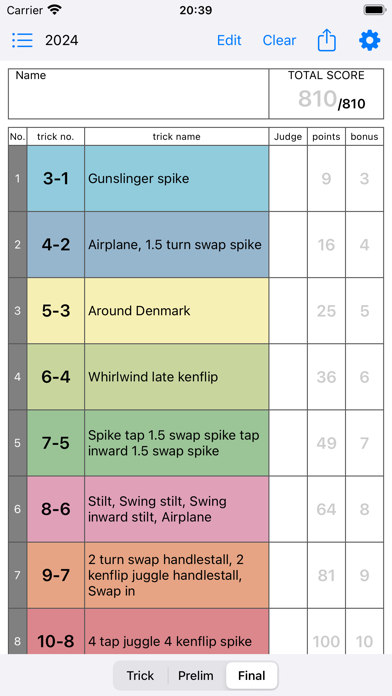 Kendama World Cup Trick Sheet Screenshot