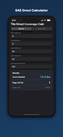 Tile Calculator: Grout のスクリーンショット