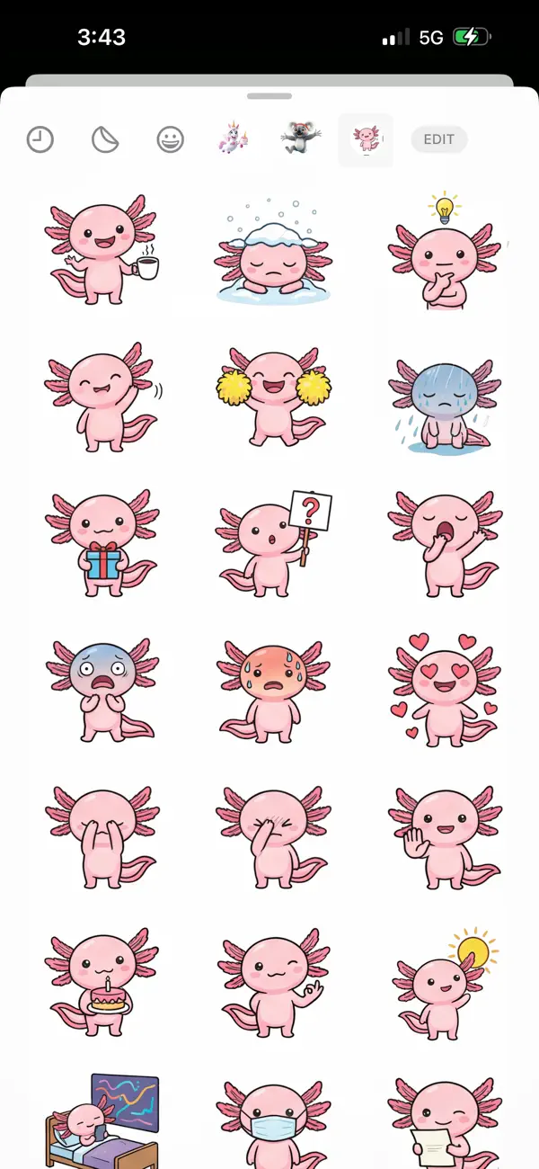 Screenshot #1 pour Happy Axolotl Stickers