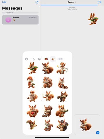 Forest Squirrel Stickers iPad screenshot