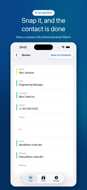 BizCard AI - Card Scanner screenshot 1