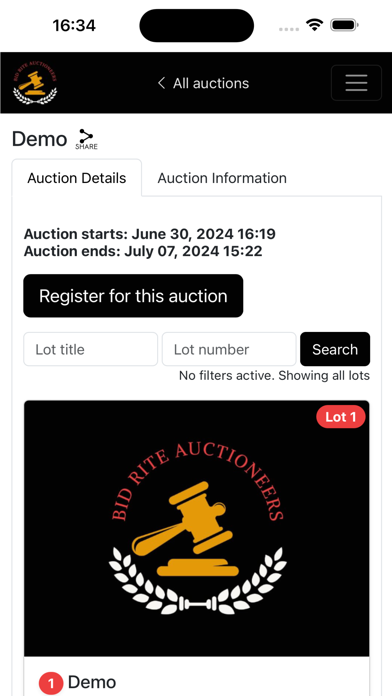 Bid Rite Auctioneers Screenshot