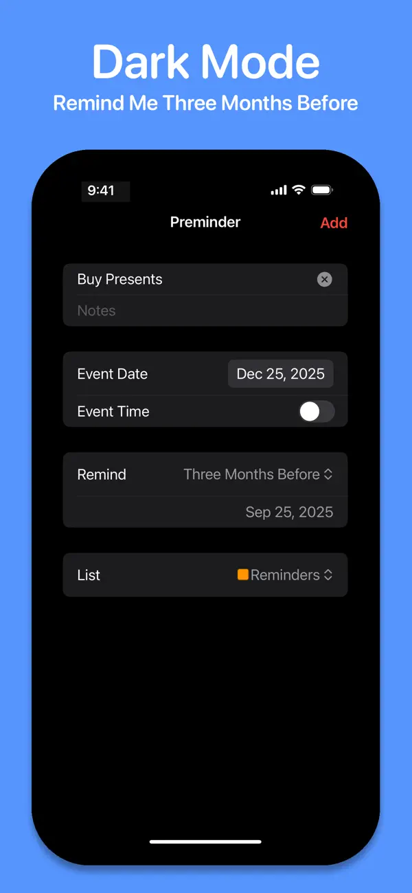 #5. Preminder - Reminder Offset (iOS) Ved: Dejal Systems, LLC