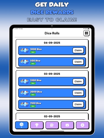 Daily Dice Rolls Rewards Links iPad screenshot